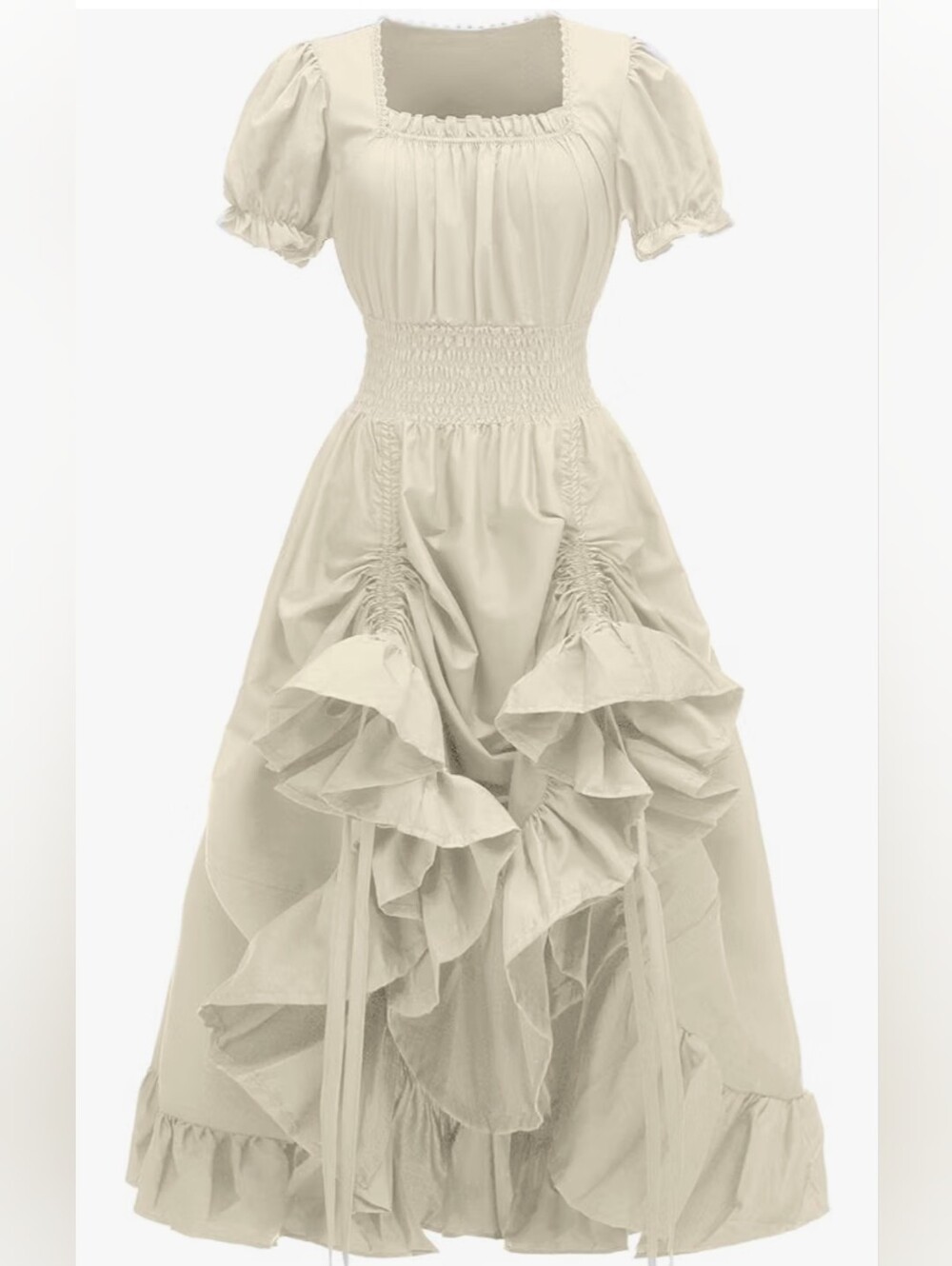 NWT Women Gothic Renaissance Dress Short Sleeve Square Neck Elastic Waist Dress
